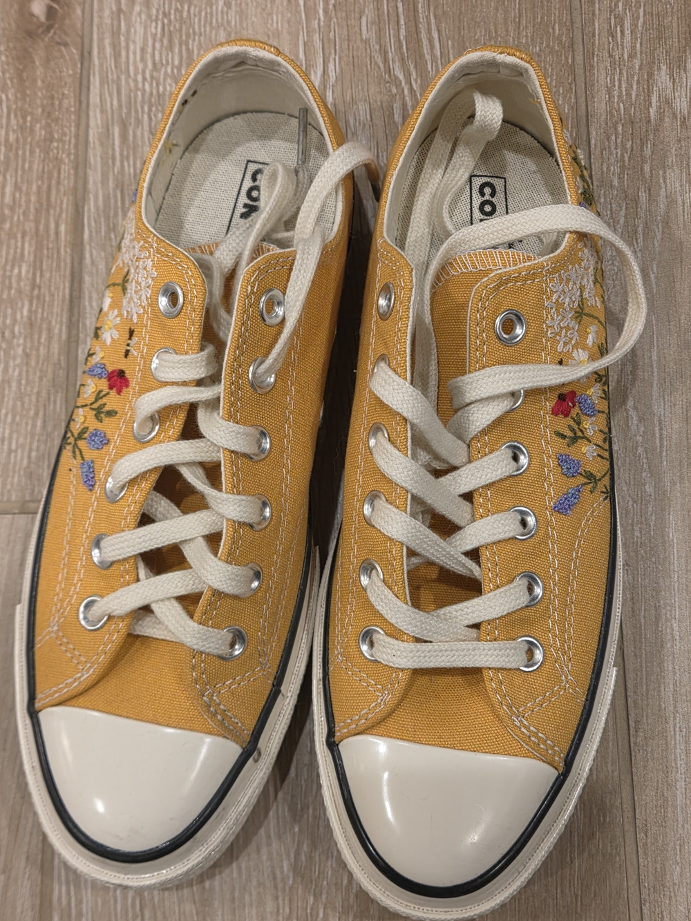 Converse Yellow Floral Embroidered Canvas Sneakers - Picture 2 of 7